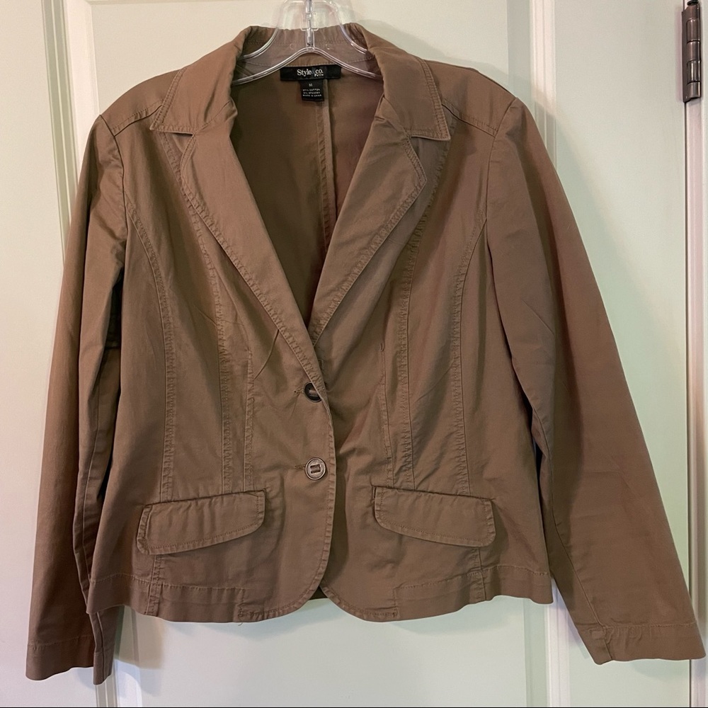 Womens Petite Style & Co Lightweight Short Jacket Taupe/Light Brown Sz Medium